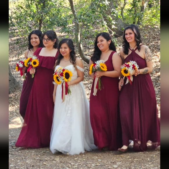 Ever Pretty flowy wine red gown front split size 10 - Picture 14 of 14